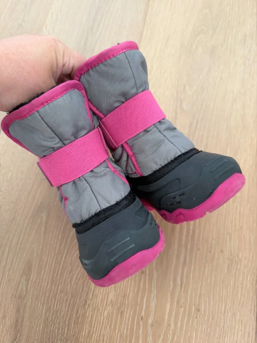 Kamik Snow Boots Toddler 5 Snowbug5 Pink Gray Black Magenta Faux Fur Kids